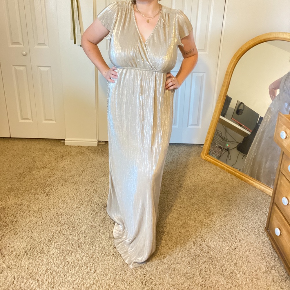 Baltic Born Pleated Athena Maxi Dress in Gold